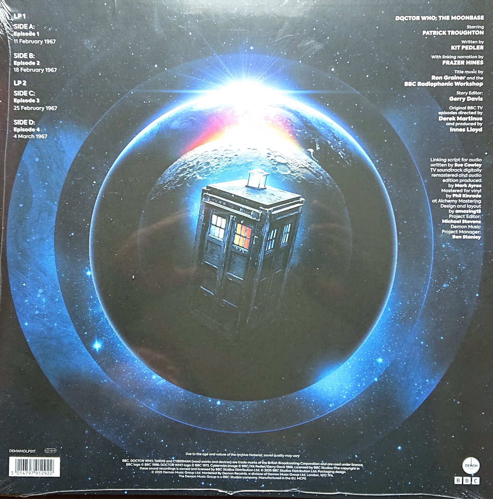 DEMWHOLP017 Doctor Who - The moonbase Kit Pedler from the BBC records and Tapes library Back cover of DEMWHOLP017